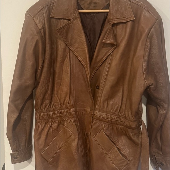 Vintage GUERRA Brown Leather Belted Coat – Size 38 - Picture 2 of 8